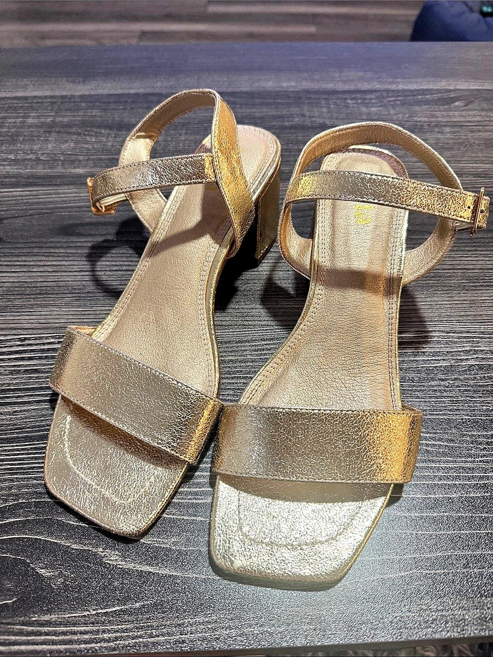 Arula Metallic Strappy Heels in Gold
